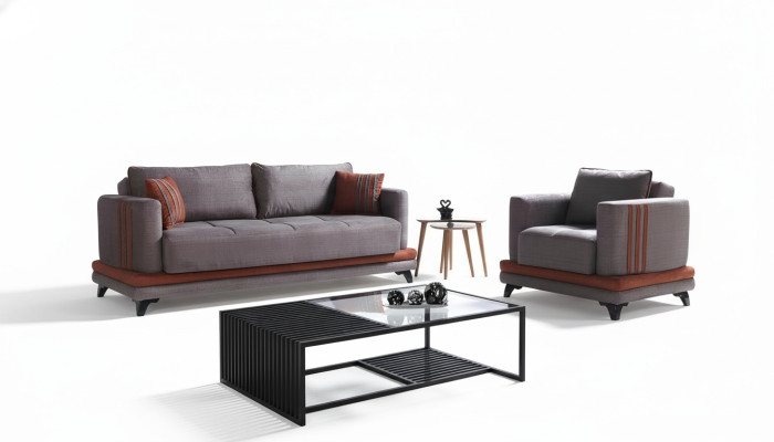 Sofagarnitur 3+1 Sitzer Textil Holz Sofa 3 Sitzer Modern Sessel Komplett Set Neu Eu