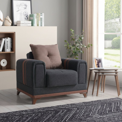 Design Sitzer Luxus Sessel Relax Textil mit Edelstahl Sessel Relaxsessel Modern
