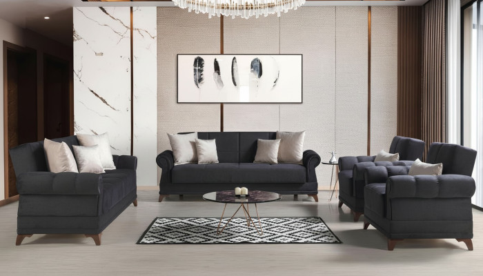 Sofagarnitur 3+2+1+1 Sitzer Textil Modern Komplett 2x Sessel Sofa 3 Sitzer Luxus
