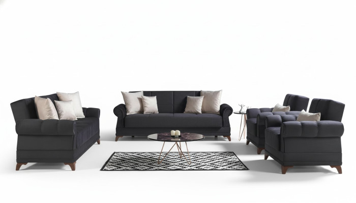 Sofagarnitur 3+2+1+1 Sitzer Textil Modern Komplett 2x Sessel Sofa 3 Sitzer Luxus