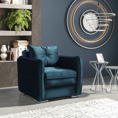 Design Sitzer Luxus Sessel Relax Textil Blau Farbe Sessel Club Lounge Modern