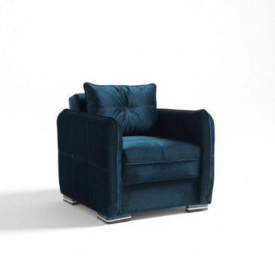 Design Sitzer Luxus Sessel Relax Textil Blau Farbe Sessel Club Lounge Modern