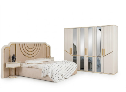 Modern Schlafzimmer Set Bett 2x Nachttische Kleiderschrank Design Möbel 4 tlg