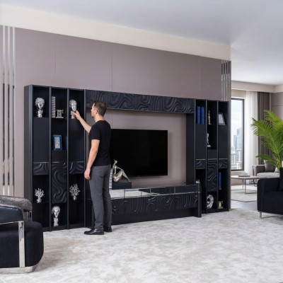 Wohnwänd TV Wand Holz Modern Stil Regal Wohnzimmer Möbel Schrank rtv tv Ständer