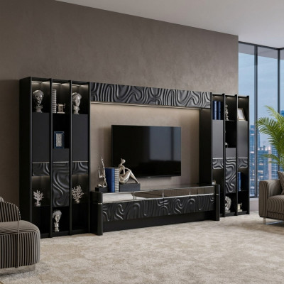 Wohnwänd TV Wand Holz Modern Stil Regal Wohnzimmer Möbel Schrank rtv tv Ständer