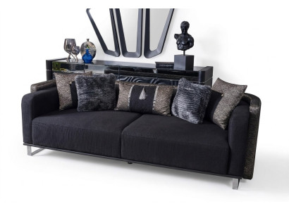 Dreisitzer 240cm Schwarze Luxus Couch Sofa Couchen Möbel Textil Stoff Samt 3er