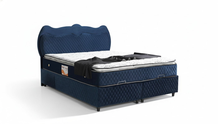 Bett Design Betten Luxus Blau Polster Schlafzimmer Möbel Luxus Modern Boxspring