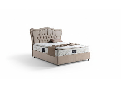 Bett Design Betten Luxus Polster Schlafzimmer Möbel Modern Beige 160x200