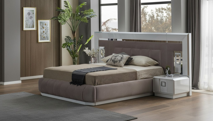 Schlafzimmer Set Luxus Komplettes Bett 2x Nachttisch Modern Möbel 3tlg Neu