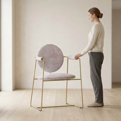 Weißer Luxus Stuhl Mit Armlenhen Esszimmer Möbel Edelstahlgestell Stil