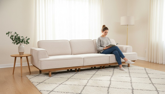 Weißes Polstersofa Wohnzimmer 4-Sitzer Luxuriöse Couch Designer Möbel