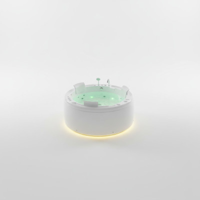 Luxus Whirlpool Badewanne Runde Wanne Licht Wasserfall LED-Beleuchtung 