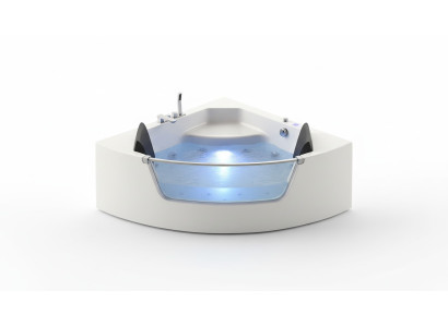 Whirlpool Badewanne Glas LED Licht Armaturen Eckbadewanne Wanne Badewanne