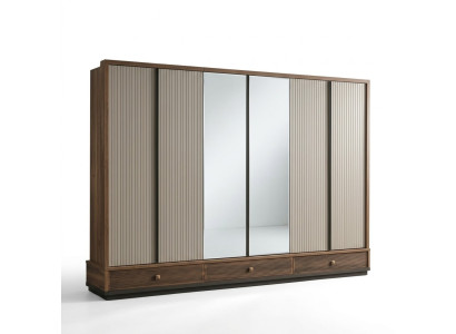 Beiger Schlafzimmer Kleiderschrank Designer Holzschrank Edle Möbel Neu