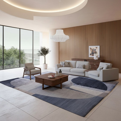 Polstermöbel Sofa Couch Dreisitzer Wohnzimmer Design Sessel Holz Textil