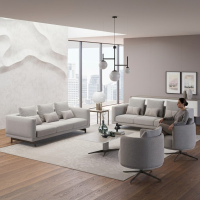 Polstermöbel Komplett 2x Sofa Dreisitzer Couch Wohnzimmer Sessel Polster Stoff