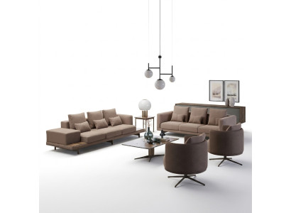 Komplett 6tlg Braun Einrichtung 2x Sofa Dreisitzer Couch Polstermöbel 2x Sessel