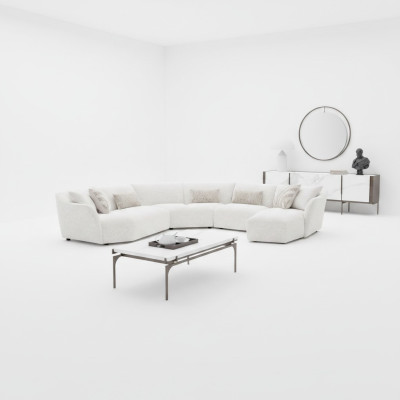 Luxus Wohnzimmer Ecksofa U-Form Set Garnitur Couchtisch Neu Möbel