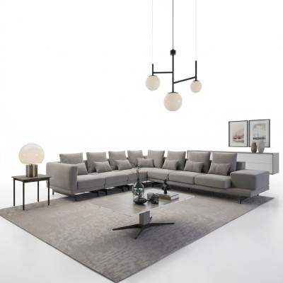Designer Sofa Couch Ecksofa L-FormTextil Polster Garnitur Wohnzimmer Couchtisch