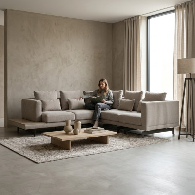  Wohnzimmer Designer Textil Polstermöbel Ecksofa Einrichtung Sofa L-Form