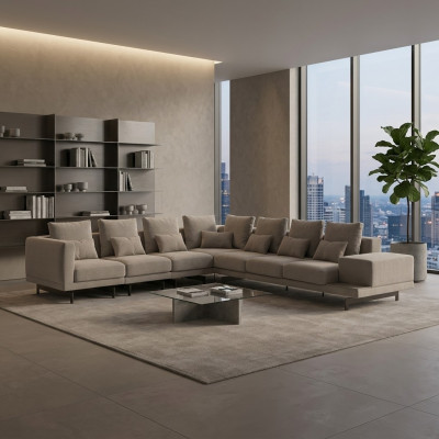 Wohnzimmer Luxus Einrichtung Ecksofa L-Form Polstermöbel Sofa Couch