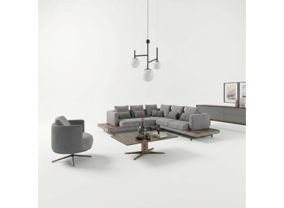 Wohnzimmer Garnitur 3tlg Textil Sofa Couch L-Form Neu Couchtisch Luxus Möbel
