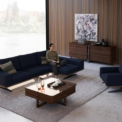 Modern Blau Designer Wohnzimmer Einrichtung Polstersofa Luxus Polster Textil