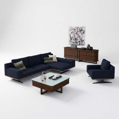Modern Blau Designer Wohnzimmer Einrichtung Polstersofa Luxus Polster Textil