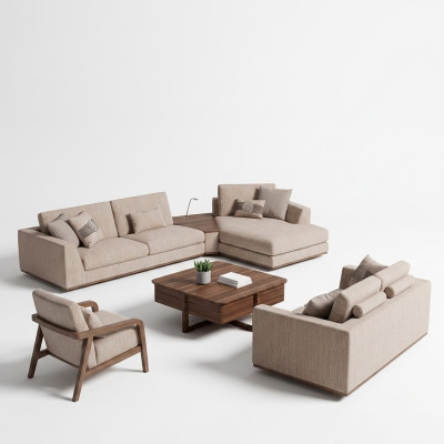 Luxus Sofagarnitur Ecksofa L-Form Zweisitzer Sofa Luxus Sessel Polstermöbel