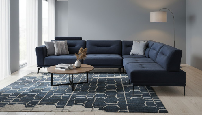  L-Form Luxus Wohnzimmer 4-Sitzer Stoffsofa Ecksofa Modern Design