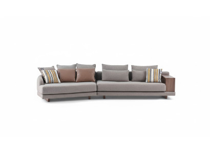  5-Sitzer Massive Wohnzimmer Stoffsofa Grau Elegant Modern Design