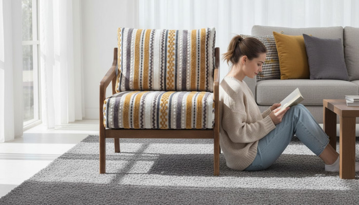  Wohnzimmer Lounge Designer Modern 1-Sitzer Sofa Stoffsofa mit Kissen