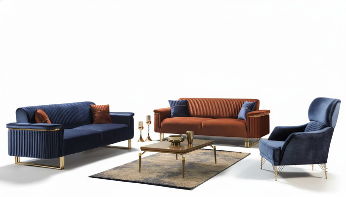 Modernes Wohnzimmer Sitzgarnitur Designer 3-Sitzer Sessel Sofagarnitur