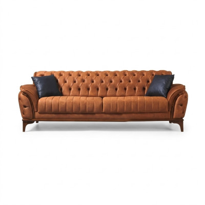 Oranger Chesterfield 3-Sitzer Wohnzimmer Luxus Sofa Moderne Edle Couch