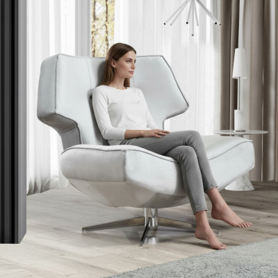 Sessel Weiß Modern Luxus Design Wohnzimmer 1-Sitzer Textil Material