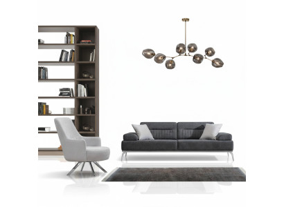 Wohnzimmer-Set 2tlg. 3-Sitzer Sofa 1-Sitzer Sessel Grau Weiß Textil Material