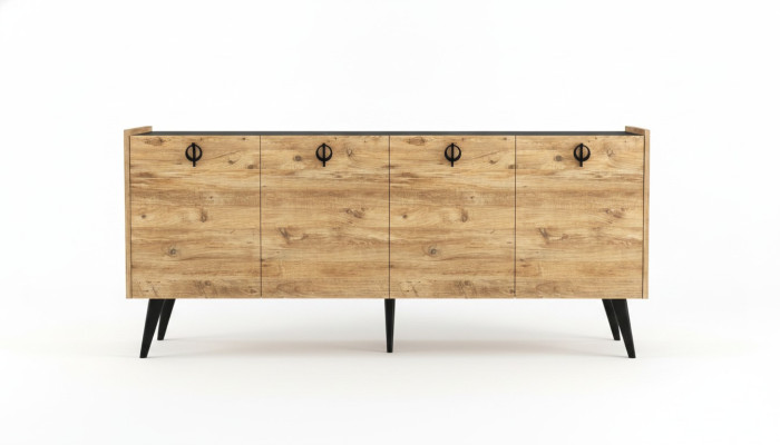 Wohnzimmer Braun Sideboard Modern Design Rechteckig Form Regalen Luxus
