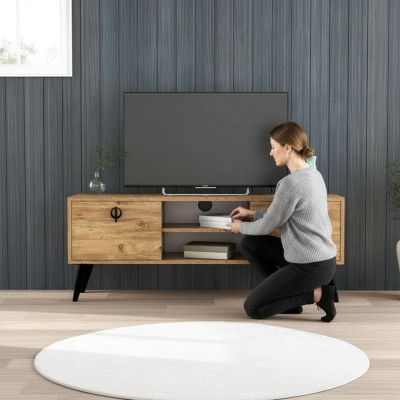 Braun Wohnzimmer TV-Lowboard Sideboard RTV Modern Design Rechteck Form