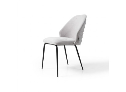 Weißer Edelstahl Stuhl Luxuriöser Polster Einsitzer Designer Küchenstuhl