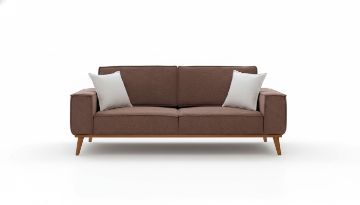 Brauner Textil Dreisitzer Wohnzimmer Stoffsofa Luxuriöse Polster Möbel