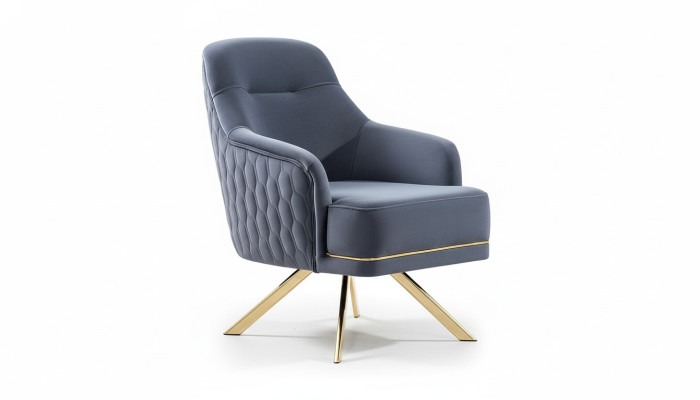 Blauer Einsitzer Designer Einrichtung Edelstahlsessel Wohnzimmer Möbel