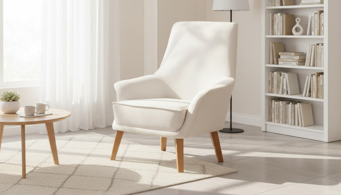 Weißer Polstersessel Designer Wohnzimmer Möbel Luxuriöser Einzel Sessel