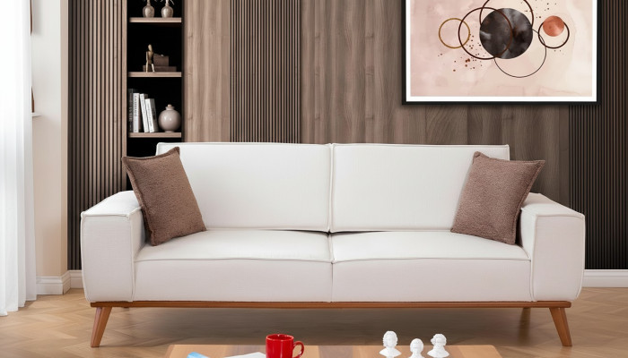 Weiße Wohnzimmer Garnitur Stilvoller 3-Sitzer Designer Sessel 2tlg Set