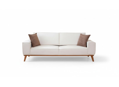 Weiße Wohnzimmer Garnitur Stilvoller 3-Sitzer Designer Sessel 2tlg Set