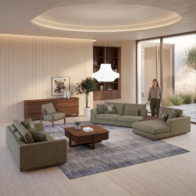 Komplett Sofagarnitur 3tlg Zweisitzer Sofa Relax Ecksofa L-Form Modern Sessel