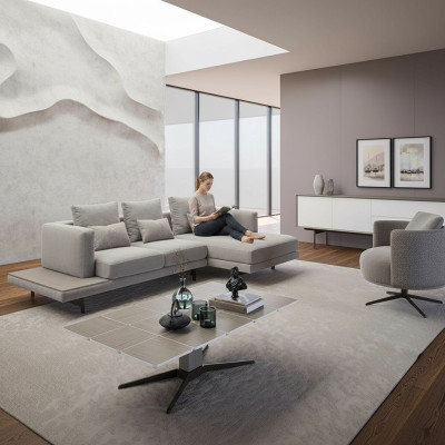 Wohnzimmer Sofagarnitur Ecksofa L-Form Neu Sessel Luxus Holz Couchtisch
