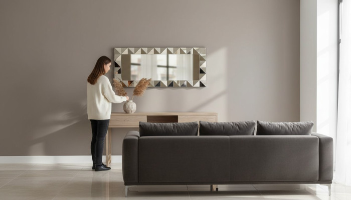 Luxus Spiegel Grau Modern Design Wandspiegel Möbel Wohnzimmer Neu Einrichtung