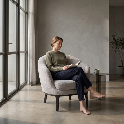 Designer Luxus Grau Sessel Polster Couch Sitz Modern Textil Polstermöbel
