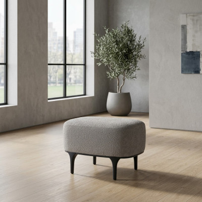 Designer Modern Grau Hocker Wohnzimmer Polster Textil Polstermöbel