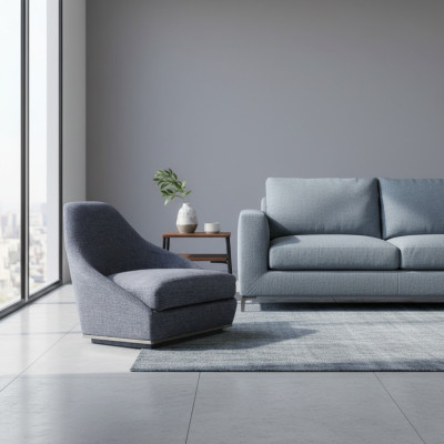 Modern Design Sessel Grau Polstersessel Luxus Wohnzimmer Sitz Textil Neu